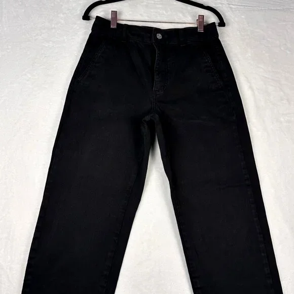 Everlane The Barrel Pant Black 4R High Rise Wide Leg Ankle Crop Organic Cotton - Picture 8 of 10